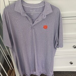 Purple Striped Clemson Polo Shirt